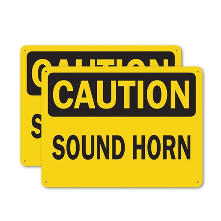 Signmission Sound Horn Caution Sign, Aluminum, 10in W x 7in L, 2PK OS-2PACK-CS-A-710-L-19234
